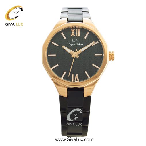 ساعت مچی اورجینال زنانه LdA | لوئیجی د آنا | Luigi d'Ana رزگلد | مشکی| مشکی| کد رفرنس 2376